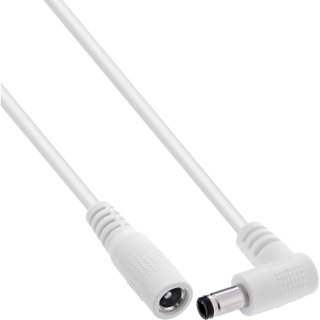 Cablu prelungitor alimentare DC 5.5x2.1mm M-T drept/unghi 0.5m Alb, InLine IL26955M