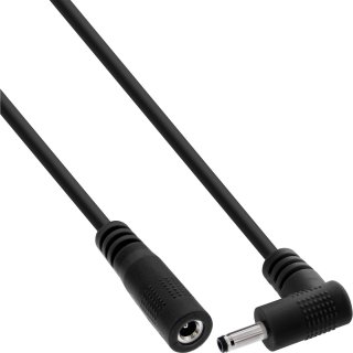 Cablu prelungitor alimentare DC 3.5x1.35mm M-T drept/unghi 0.5m Negru, InLine IL26955P