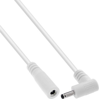 Cablu prelungitor alimentare DC 3.5x1.35mm M-T drept/unghi 0.5m Alb, InLine IL26955Q