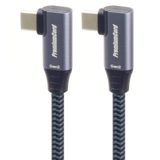 Cablu USB 3.2 Gen2x2 type C 100W unghi/unghi brodat 0.5m, ku31cj05