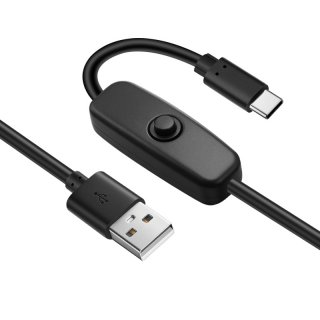 Cablu de incarcare USB-A la USB type C cu switch ON/OFF T-T 1m Negru, kupaasw2