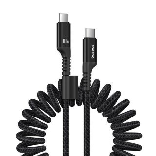 Cablu spiralat USB type C 2.0 100W Fish-eye T-T 1m Negru brodat, Baseus