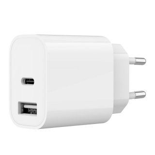 Incarcator priza 1 x USB-A + 1 x USB type C 2.4A Alb, Gembird TA-UC-2AC12-01