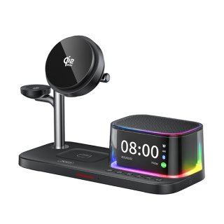 Suport cu incarcare wireless magnetic 25W + ceas + boxa + Negru, XO CX045